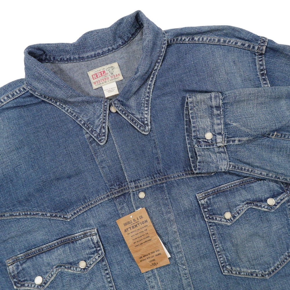 NWT RRL DOUBLE RL Mens XXL Indigo Dye Denim Western Sawtooth Trucker Jean Jacket